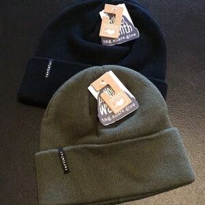 Turtle Fur Explorer Knit Beanies in Moss Green and Black- Set of 2 NEW WITH TAGS